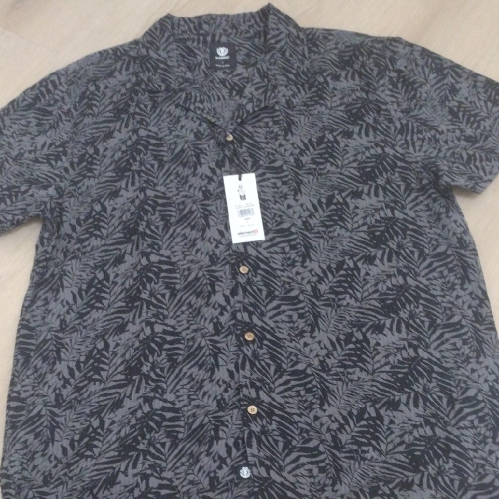 Element Black Casual Button Down Shirt with Textured Fabric